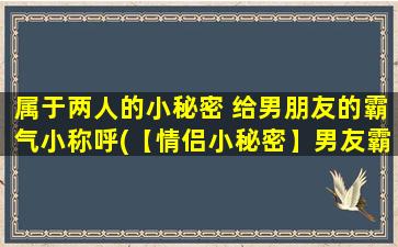 属于两人的小秘密 给男朋友的霸气小称呼(【情侣小秘密】男友霸气小尊称，只在我们两个人之间的秘密)